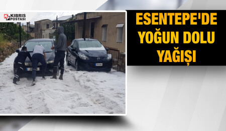 Esentepe’de yoğun dolu yağışı… Yollar beyaza büründü