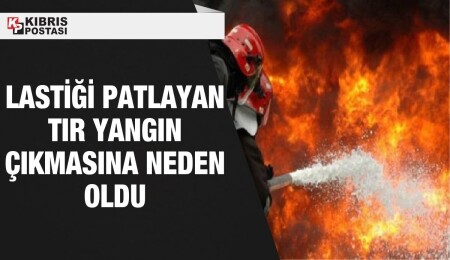 Lastiği patlayan tır yangına sebep oldu!