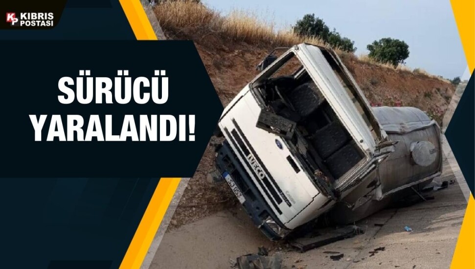 Tatlısu-Geçitkale ana yolunda kaza: Seyir halindeki su tankerinin tekerleği yerinden çıktı