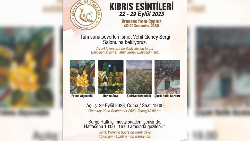 “Kıbrıs Esintileri” sergisi Cuma günü İsmet Vehit Güney Sergi Salonu’nda açılacak