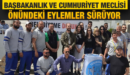 Başbakanlık önünde eylem yapan gençlerden, Yeniboğaziçi belediye personeli eylemine destek!
