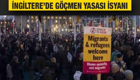 İngiltere'de yüzlerce kişiden yasa dışı göç yasası protestosu