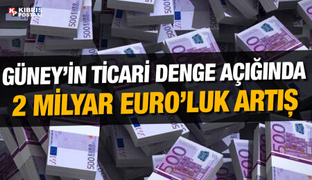 Güney Kıbrıs’ın ticari denge açığı 7,101 milyar Euro