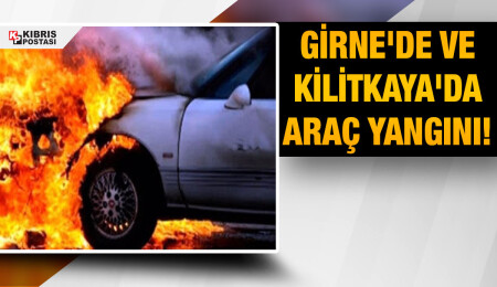 Girne ve Kilitkaya'da araç yangını: Elektrik aksamları kısa devre yapan araç ve traktör yandı!