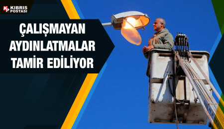 Gazimağusa-Lefkoşa ana yolunda çalışmayan aydınlatmalar tamir ediliyor