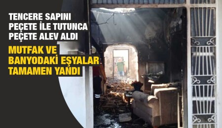 Tencere sapını peçete ile tuttu, yangına neden oldu