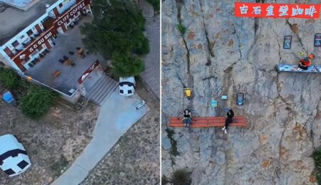 Uçuruma kurulu kafe, adrenalin tutkunlarının yeni adresi oldu
