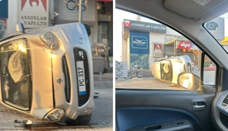 Karaoğlanoğlu yolunda korkutan kaza
