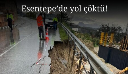 Aşırı yağışlar nedeniyle Esentepe’de yol çöktü