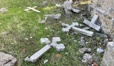 Historic Greek Cypriot Cemetery In Lapta Left In Ruins