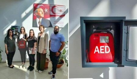 Defibrilatör cihazı Gönyeli-Alayköy Belediyesi’nin hizmet binasında yerini aldı