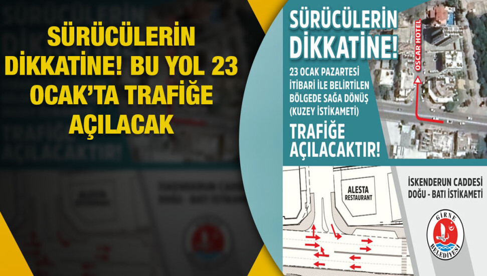 Girne’de Uğur Mumcu Caddesi’nden, Oscar Hotel yönüne giden yol trafiğe açılıyor
