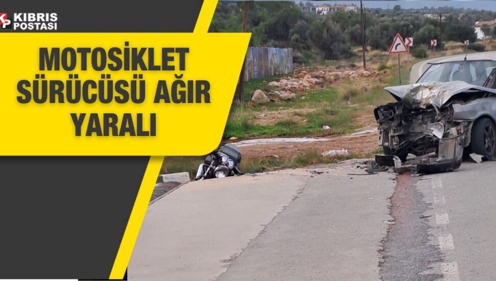 Girne Tatlısu ana yolunda bir motosiklet ile araba çarpıştı