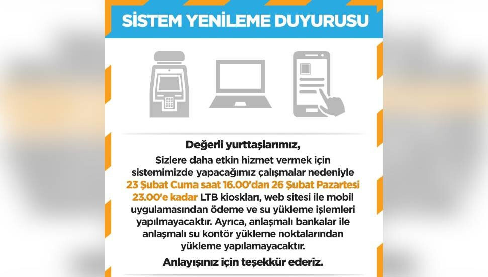 LTB'de sistem yenilemesinden dolayı bazı işlemler yapılamayacak