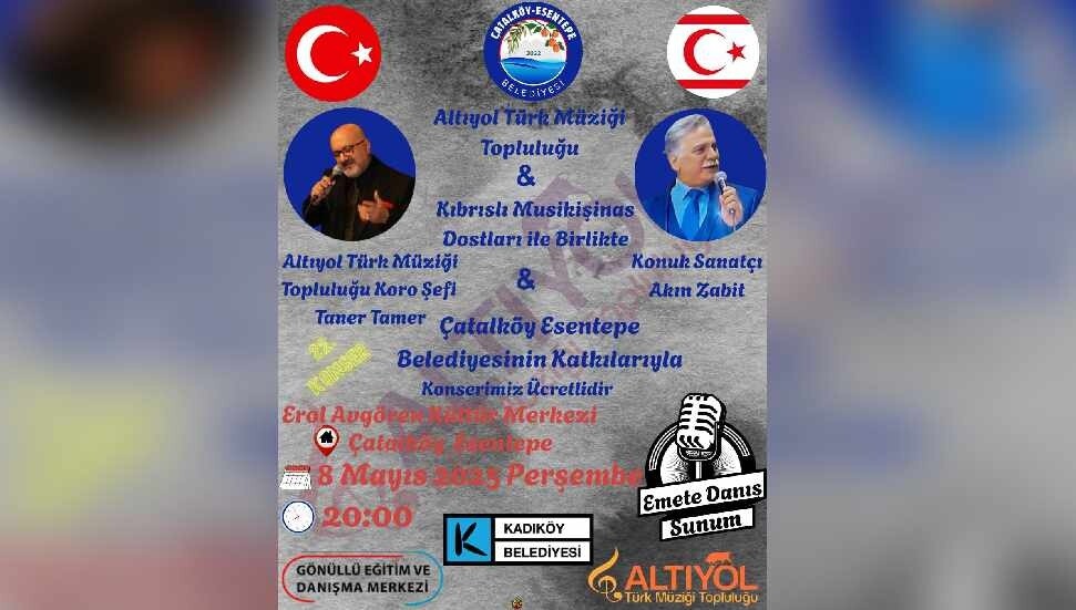 Altıyol Türk Müziği Topluluğu ve Kıbrıslı Musikişinas Dostları Çatalköy'de sahne alacak