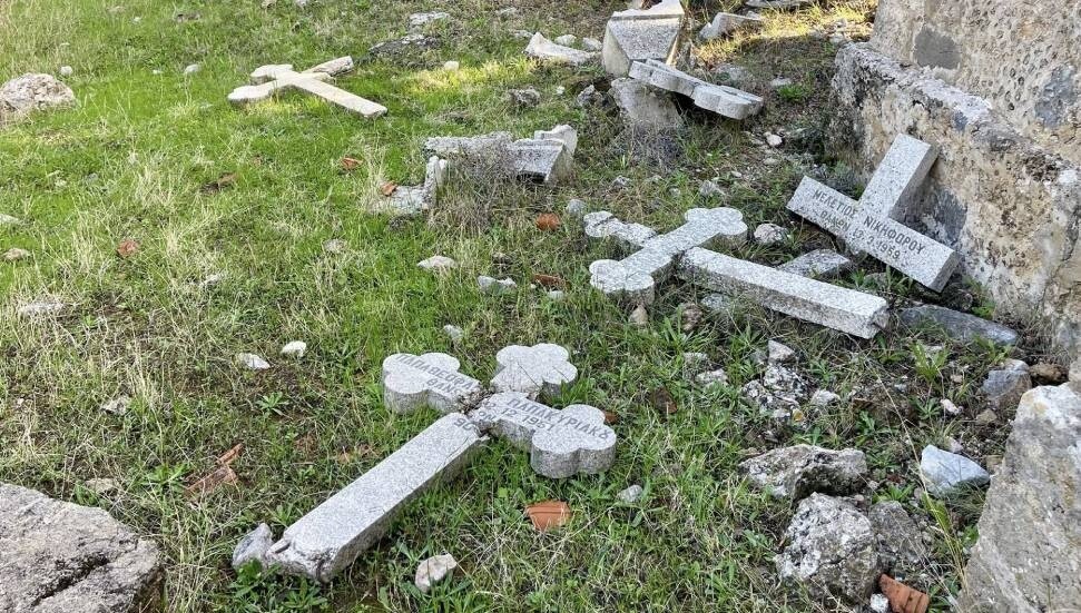 Historic Greek Cypriot Cemetery In Lapta Left In Ruins