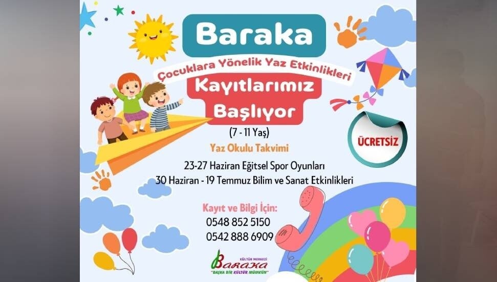 Baraka Kültür Merkezi çocuklara yönelik yaz etkinlikleri düzenleyecek