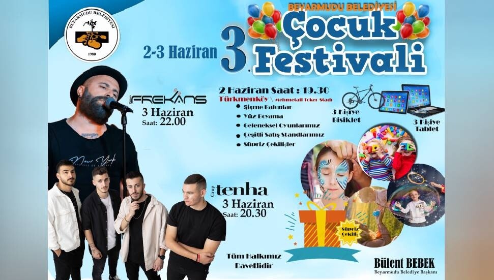 Beyarmudu Belediyesi 3. Uluslararası Çocuk Festivali bu akşam başlıyor